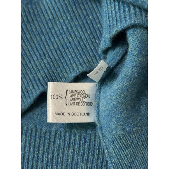 O’Connell’s Scotland Shetland Wool Sweater Mens 42/Med Blue Heathered Turquoise - Picture 5 of 7